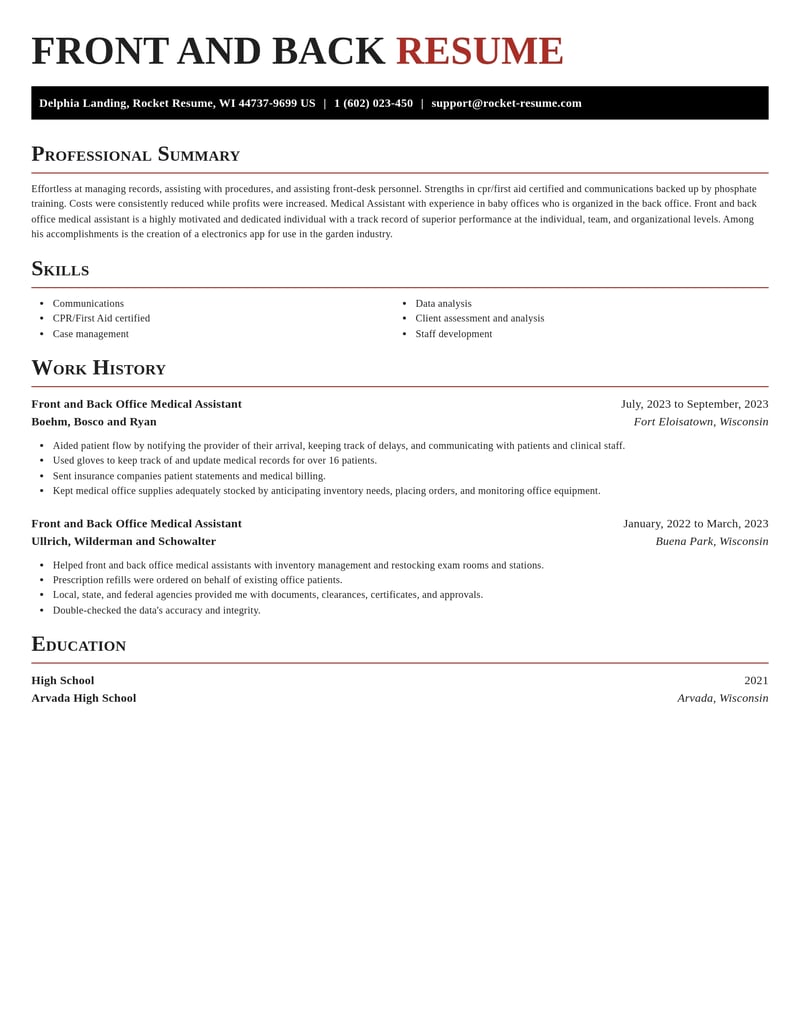 front and back office medical assistant misc resume exquisite template 2 exq