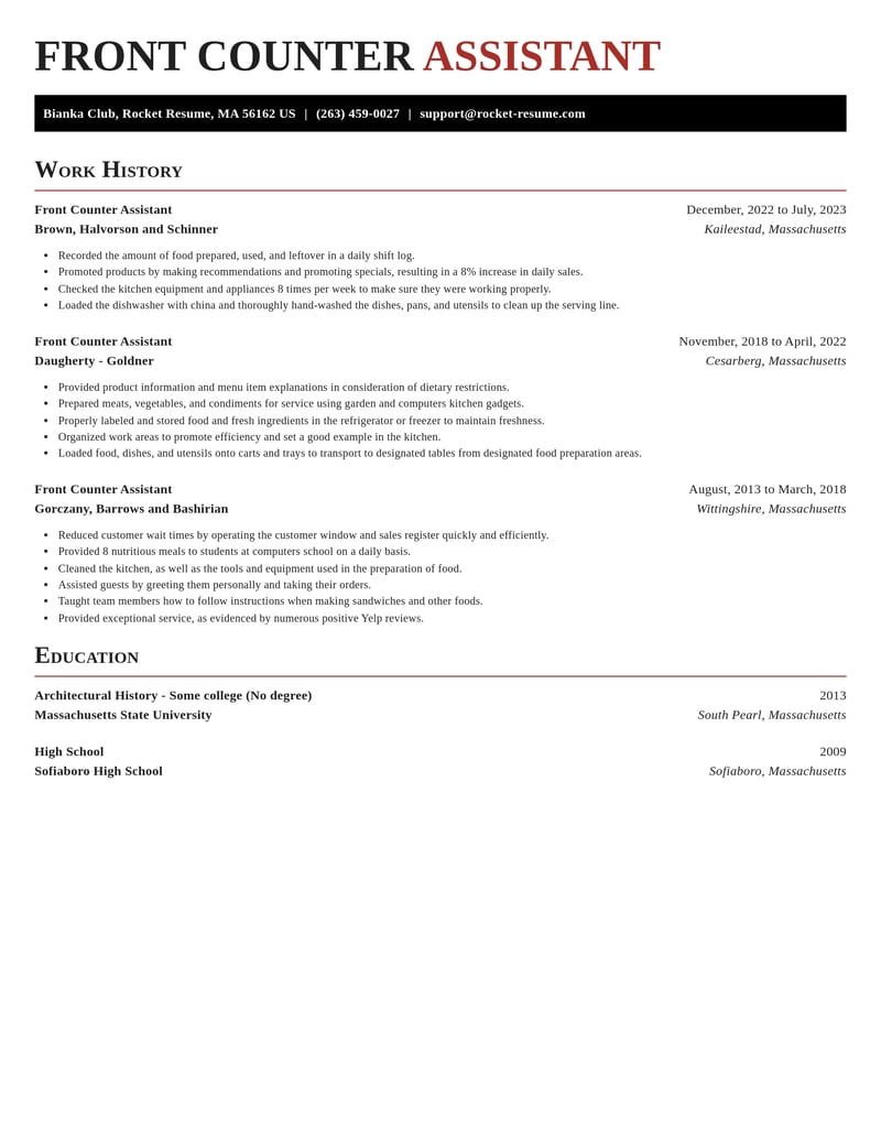 front counter assistant misc resume exquisite template 1 exq