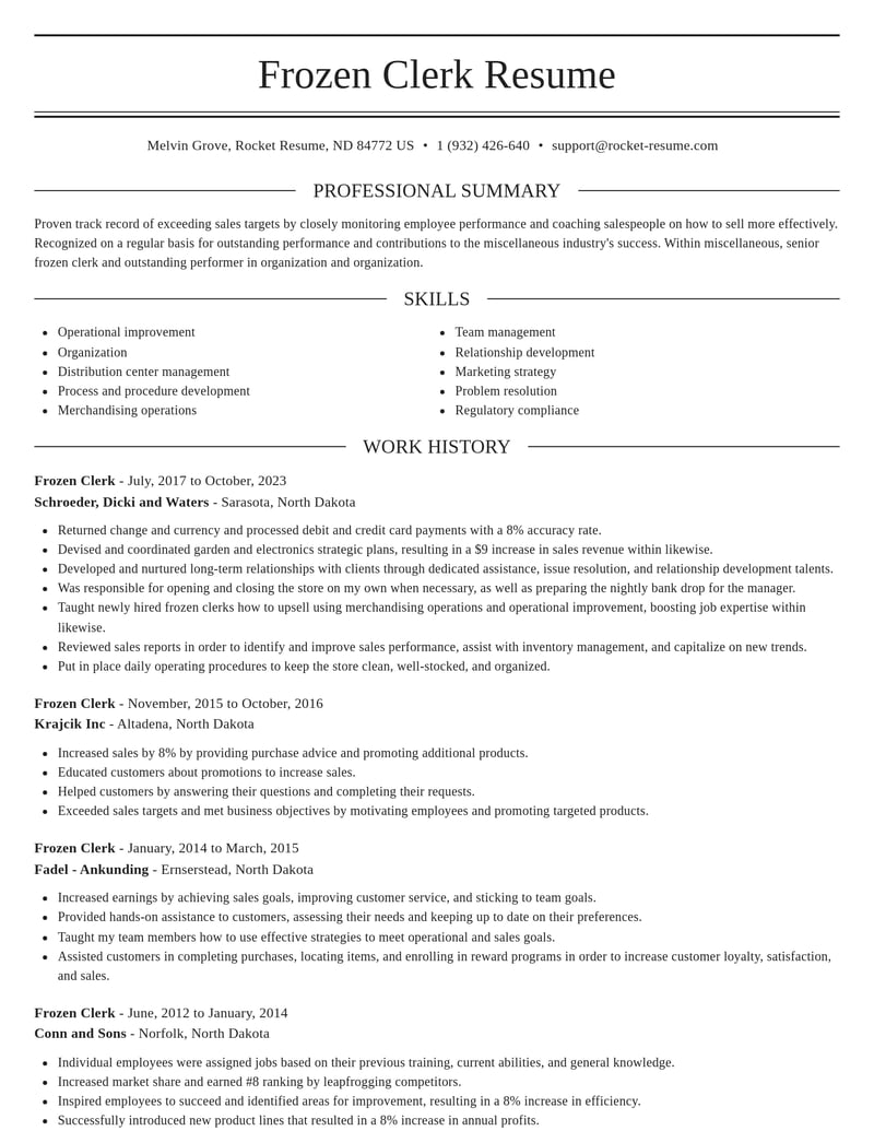 frozen clerk misc resume elegant template 1 ele