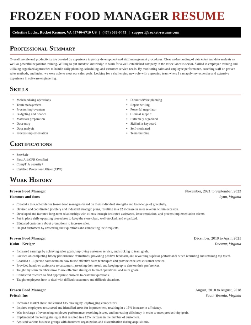 frozen food manager misc resume exquisite template 0 exq