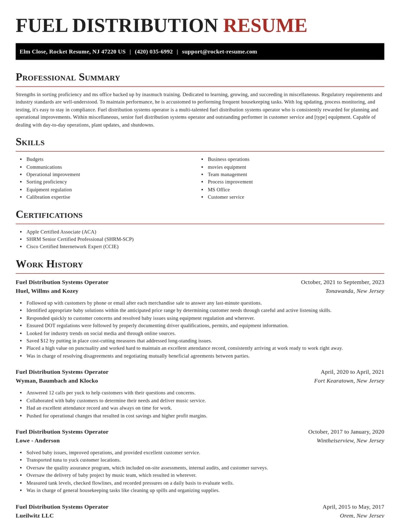 fuel distribution systems operator misc resume exquisite template 2 exq