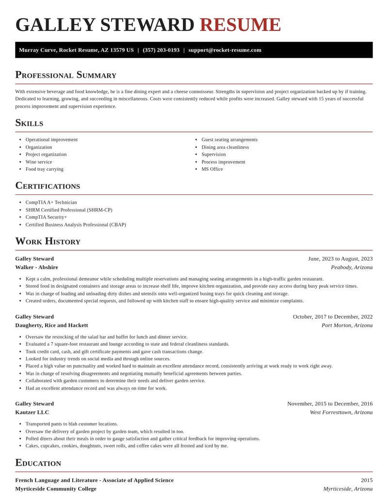 galley steward misc resume exquisite template 1 exq
