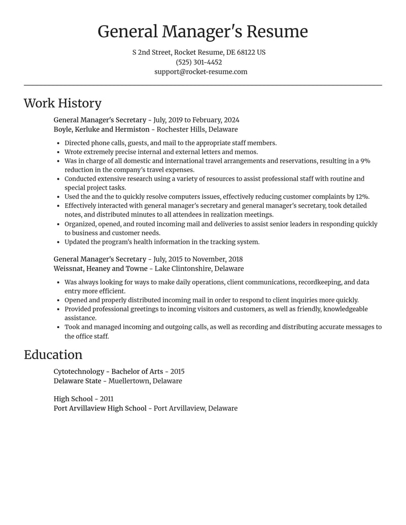 general managers secretary misc resume focal point template 0 foc