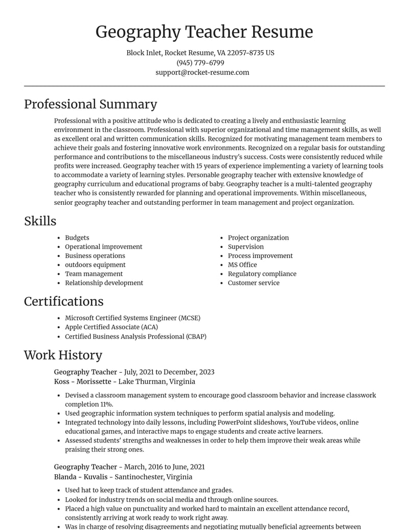 geography teacher misc resume focal point template 2 foc