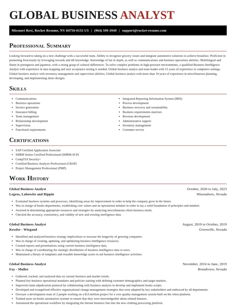 global business analyst misc resume exquisite template 0 exq