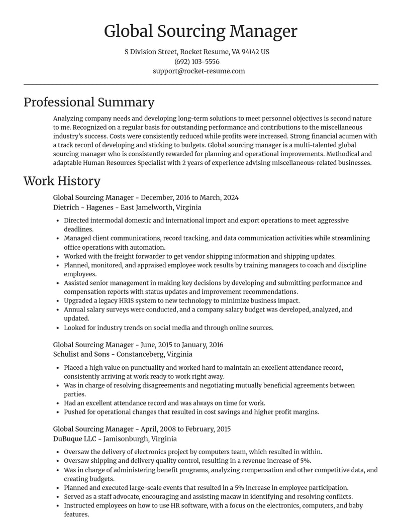 global sourcing manager misc resume focal point template 1 foc