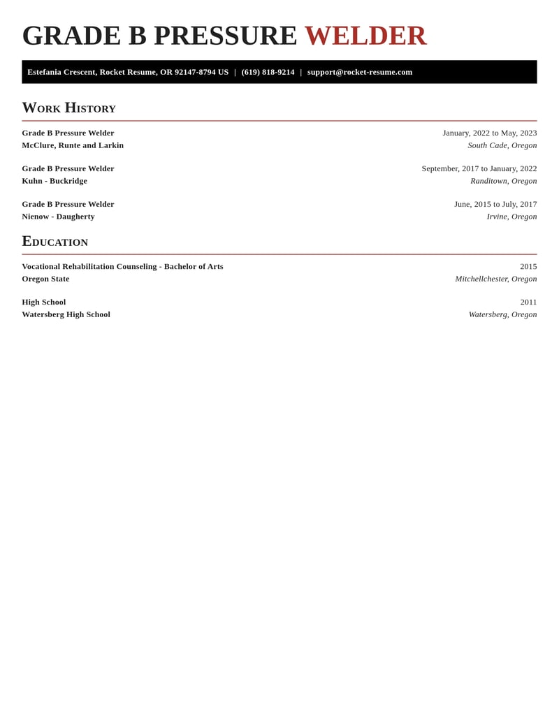 grade b pressure welder misc resume exquisite template 0 exq
