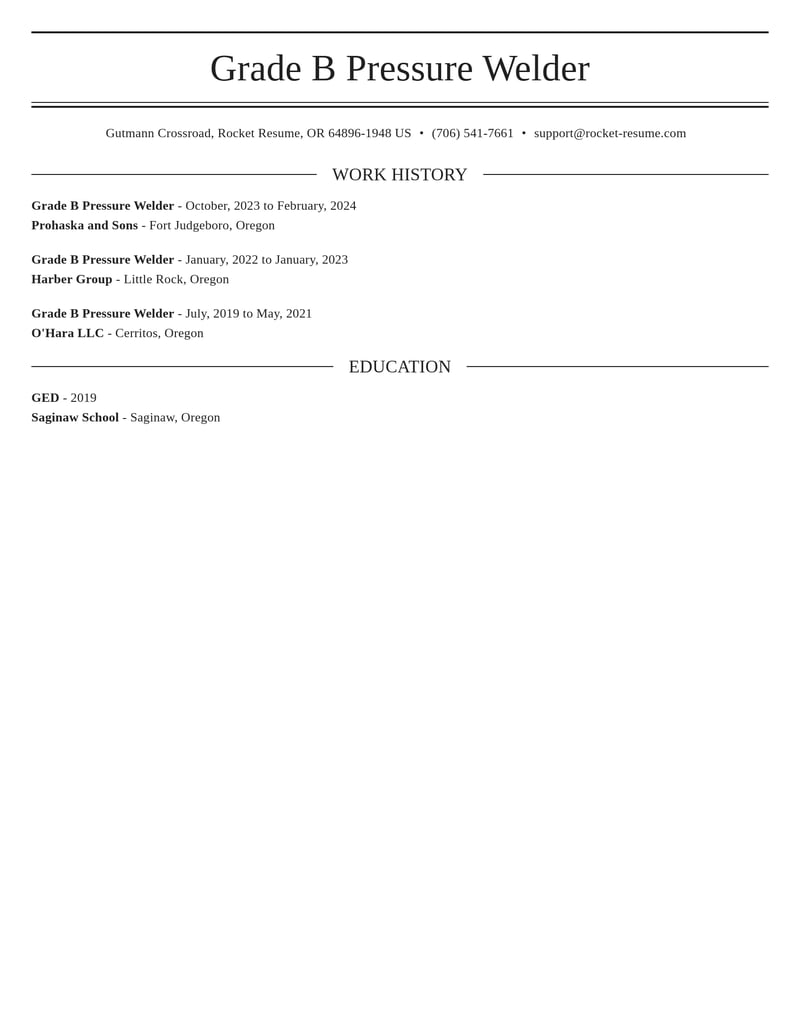 grade b pressure welder misc resume elegant template 2 ele