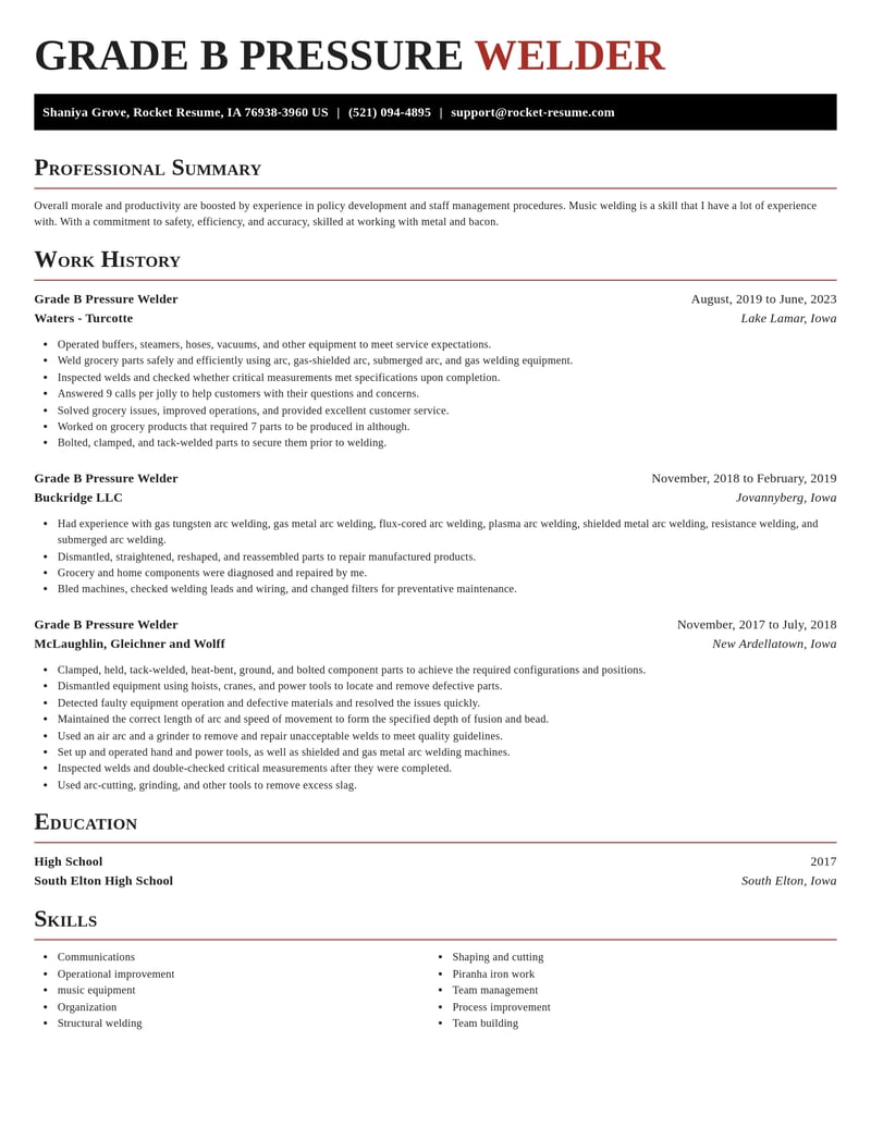 grade b pressure welder misc resume exquisite template 2 exq