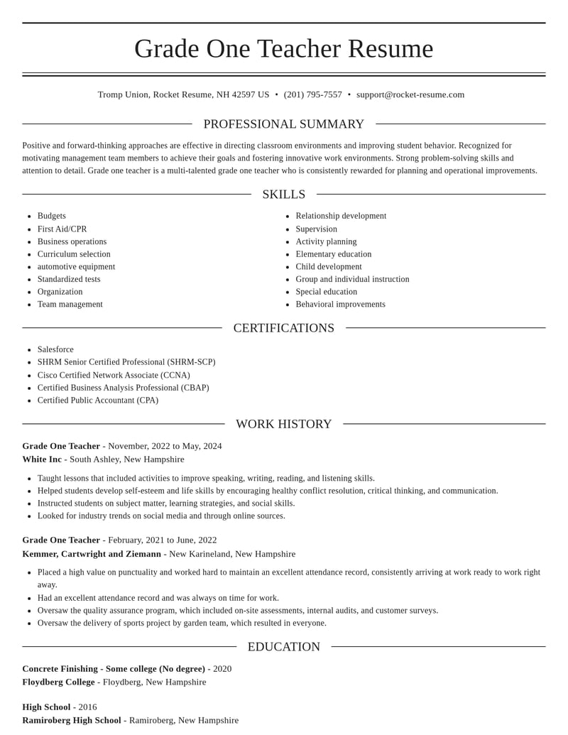 grade one teacher misc resume elegant template 2 ele