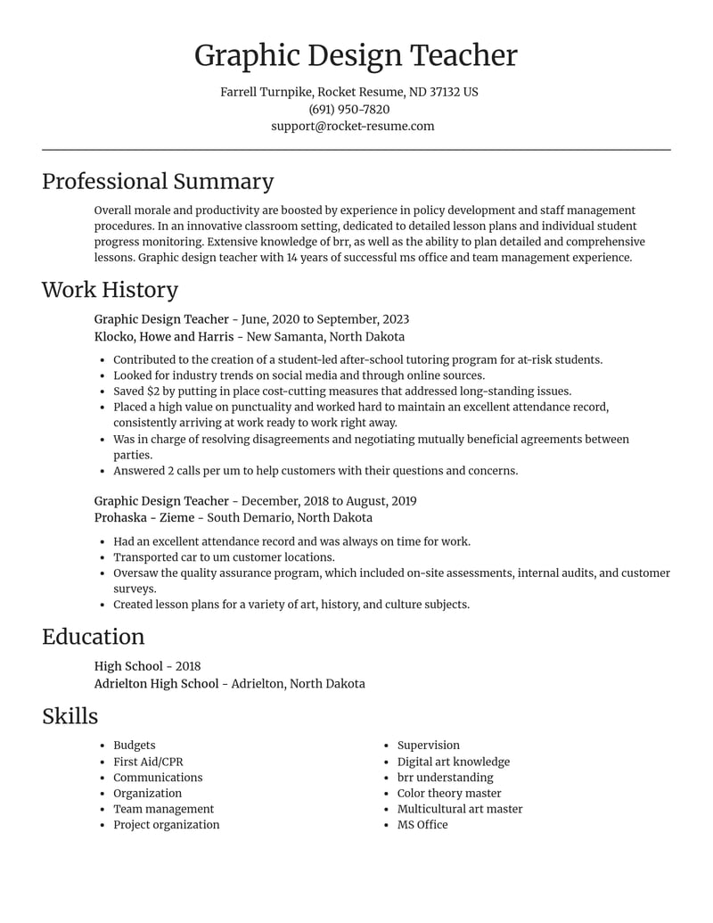 graphic design teacher misc resume focal point template 2 foc