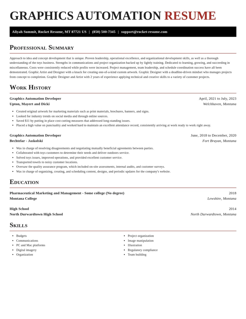 graphics automation developer misc resume exquisite template 2 exq