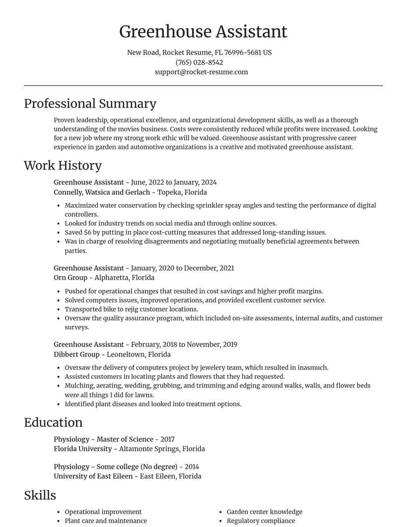 greenhouse assistant misc resume focal point template 0 foc
