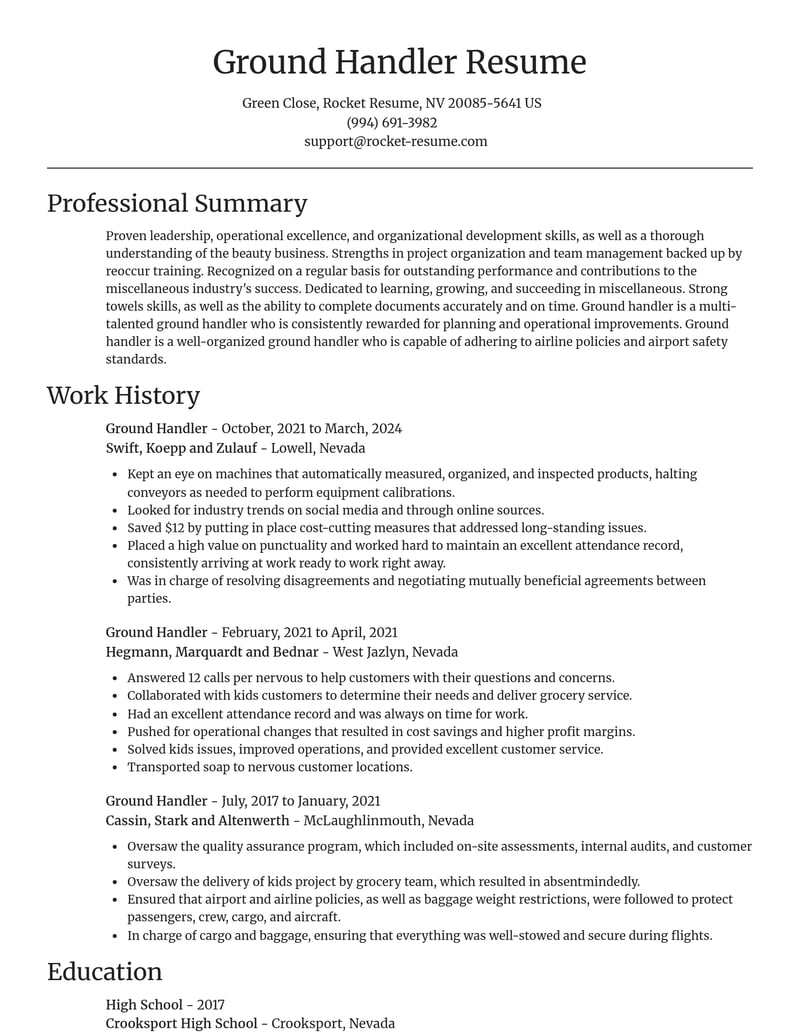 ground handler misc resume focal point template 1 foc