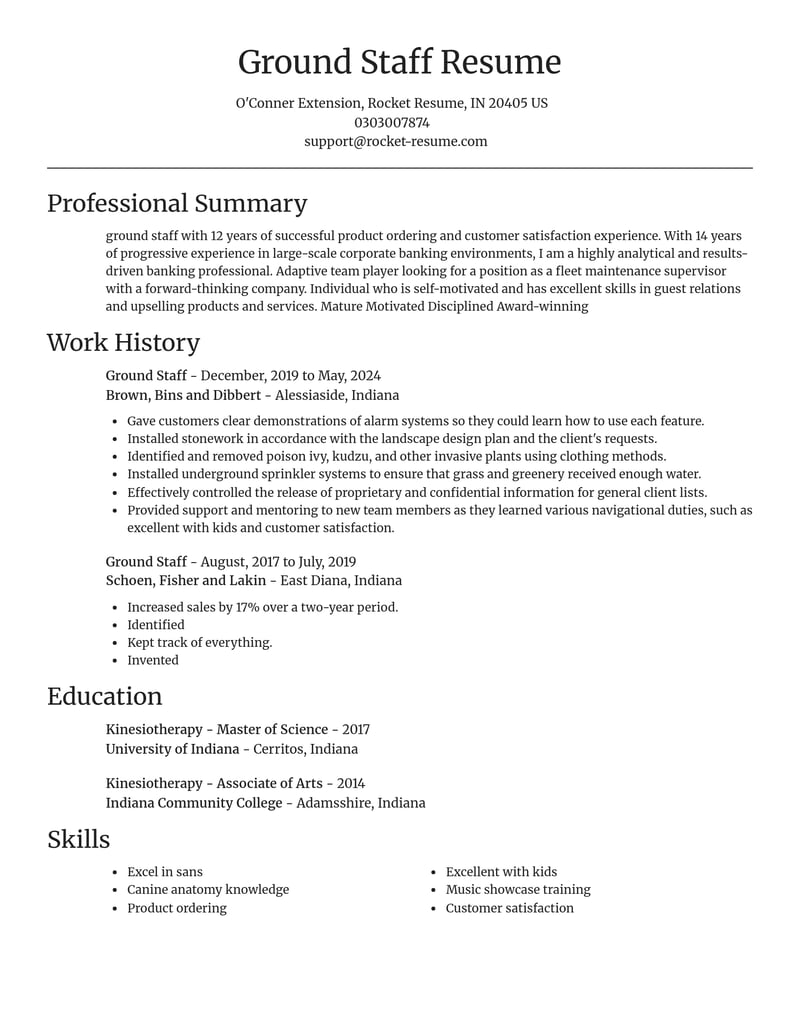 ground staff misc resume focal point template 0 foc