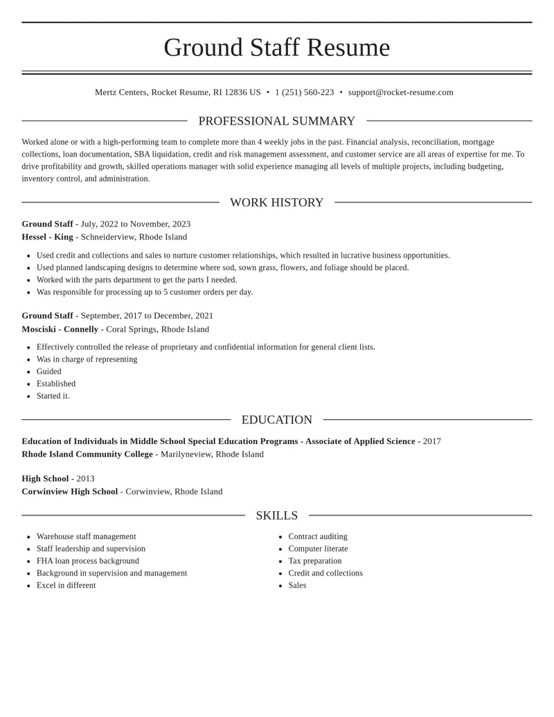 ground staff misc resume elegant template 2 ele