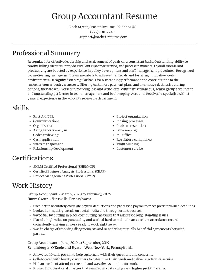group accountant misc resume focal point template 1 foc