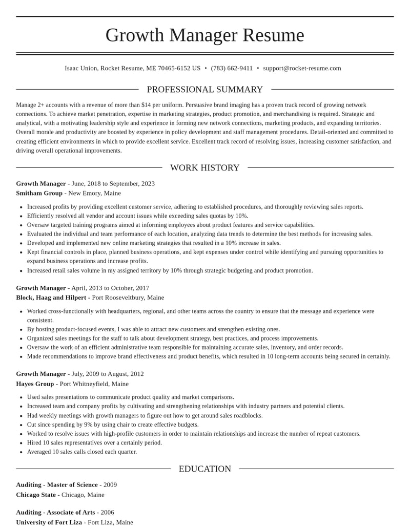 growth manager misc resume elegant template 2 ele