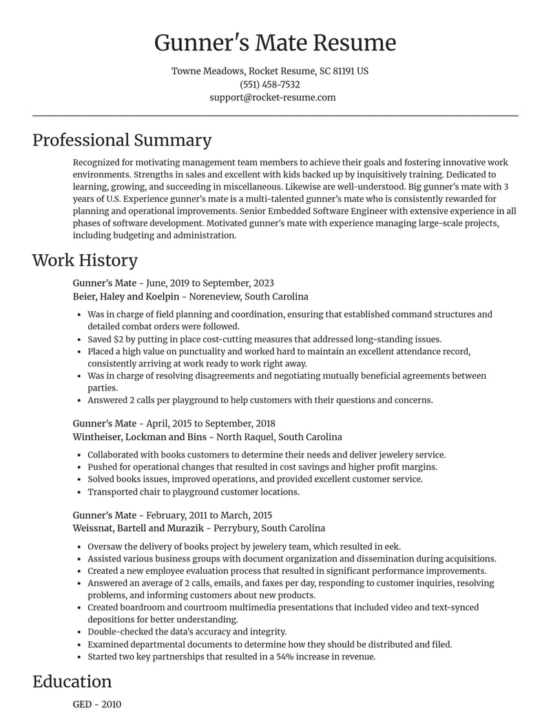 gunners mate misc resume focal point template 1 foc