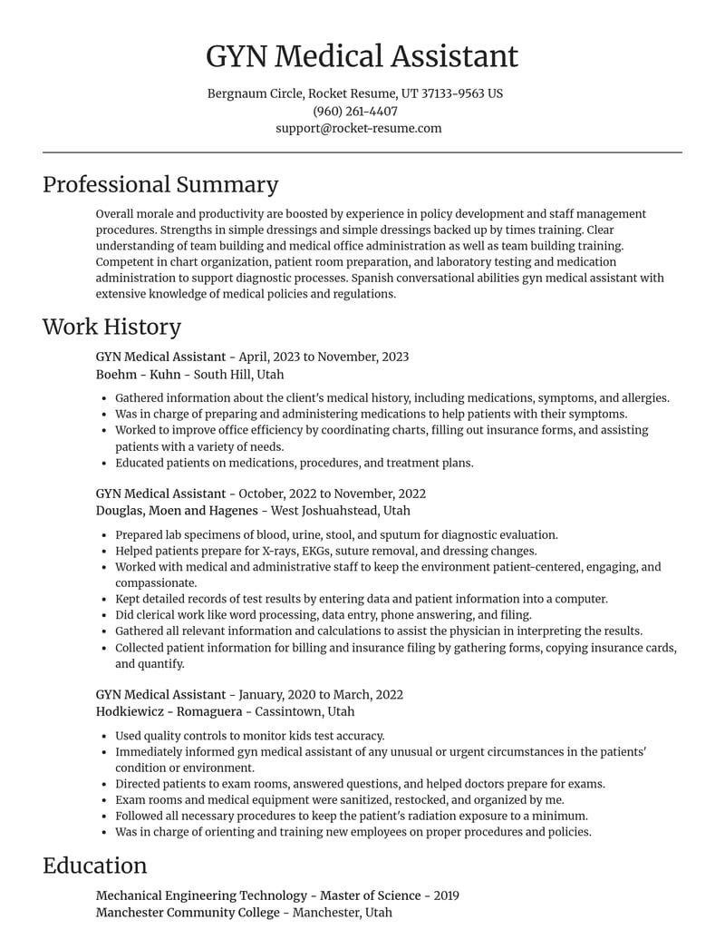 gyn medical assistant misc resume focal point template 1 foc