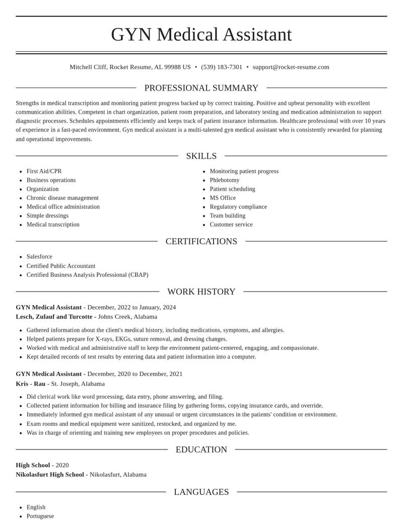 gyn medical assistant misc resume elegant template 2 ele