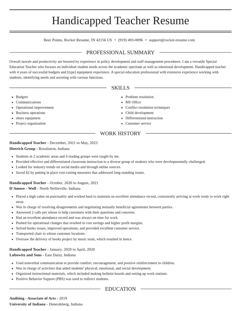 handicapped teacher misc resume elegant template 2 ele