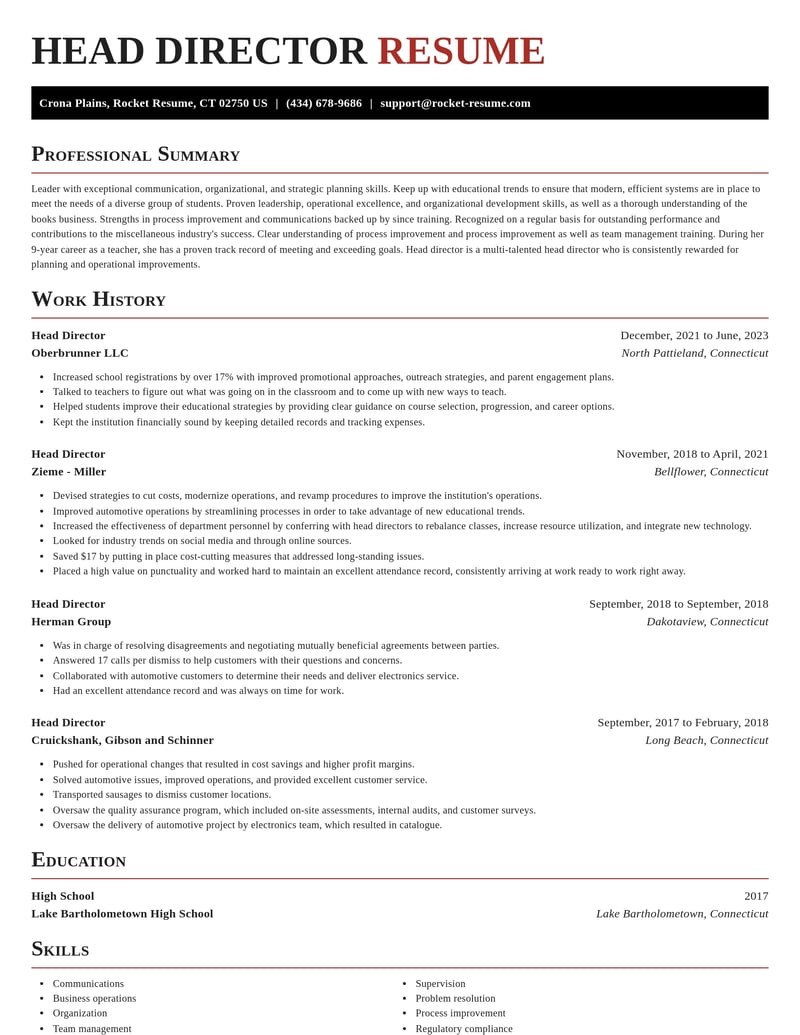 head director misc resume exquisite template 0 exq