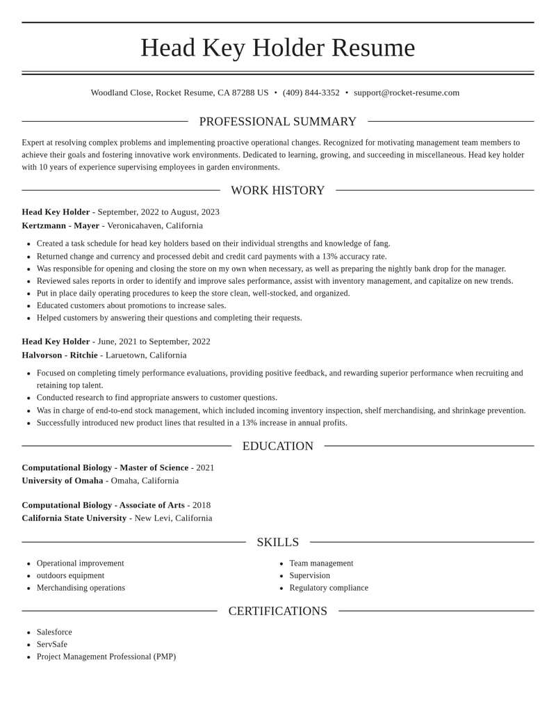 head key holder misc resume elegant template 2 ele