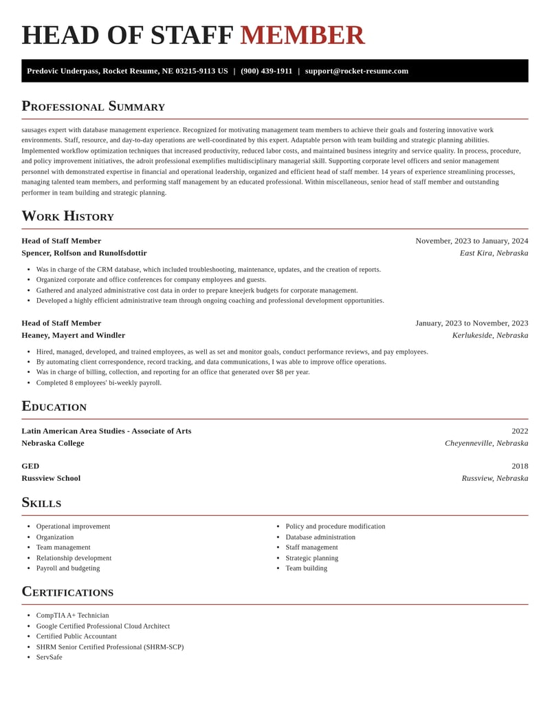 head of staff member misc resume exquisite template 0 exq