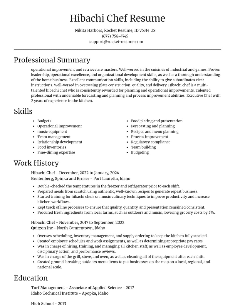 hibachi chef misc resume focal point template 0 foc