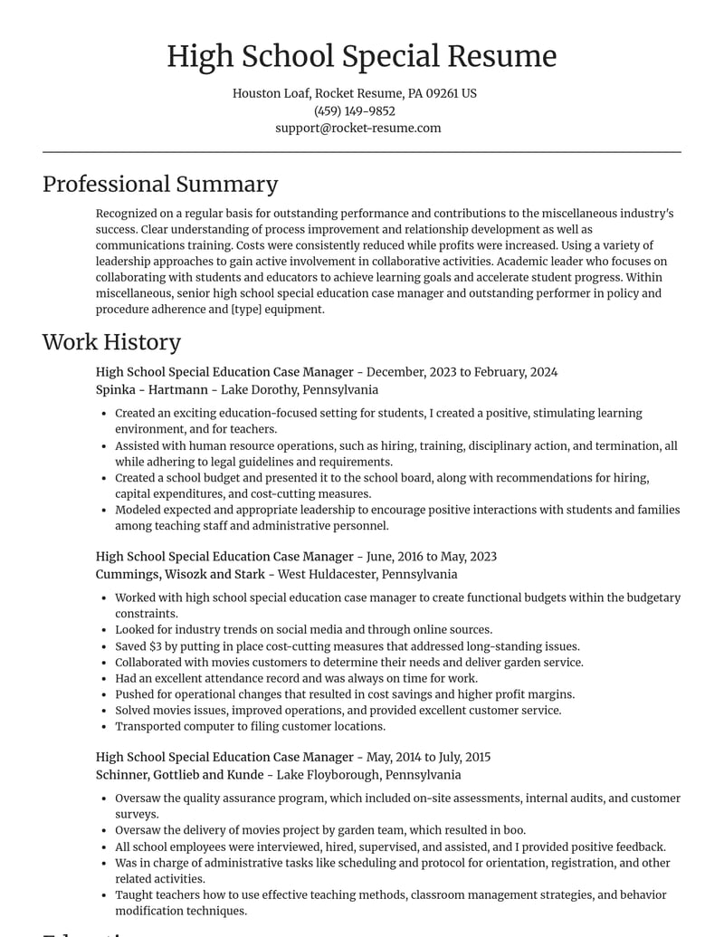 high school special education case manager misc resume focal point template 0 foc