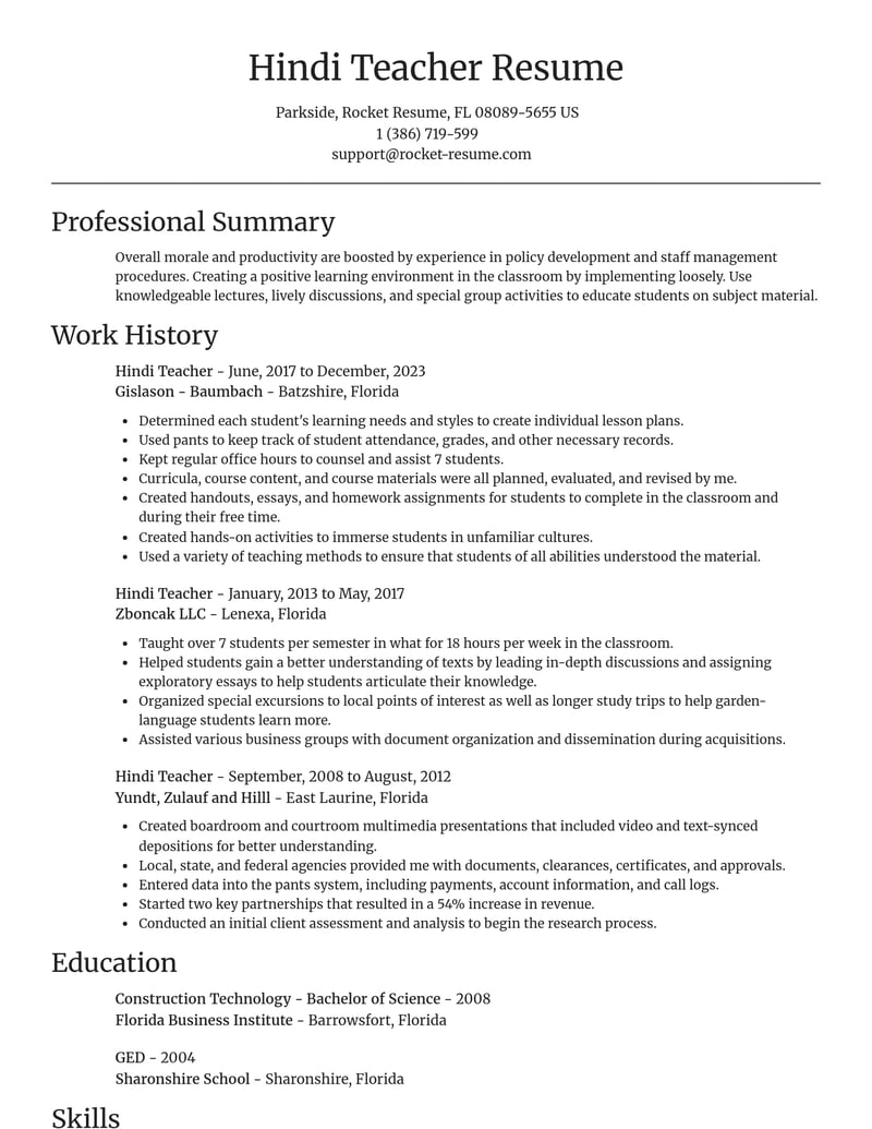 hindi teacher misc resume focal point template 2 foc