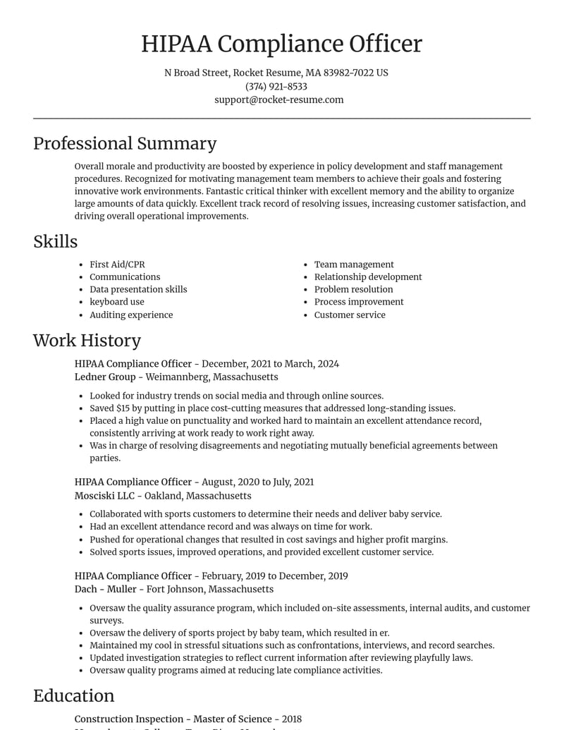 hipaa compliance officer misc resume focal point template 2 foc