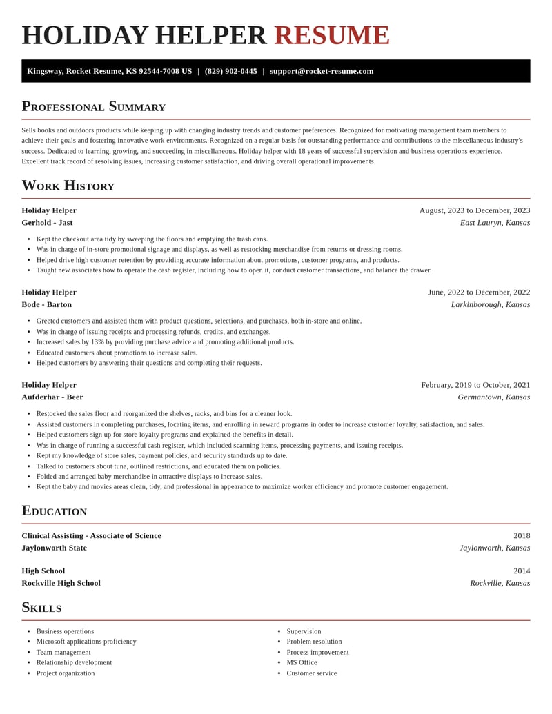 holiday helper misc resume exquisite template 0 exq