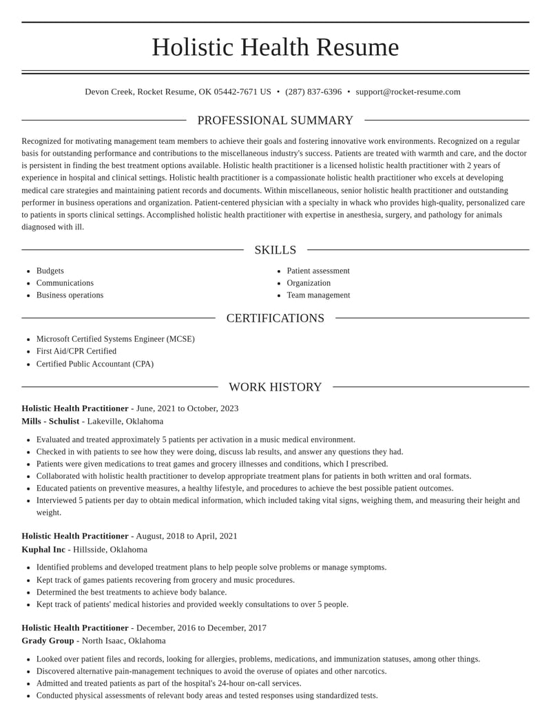 holistic health practitioner misc resume elegant template 2 ele