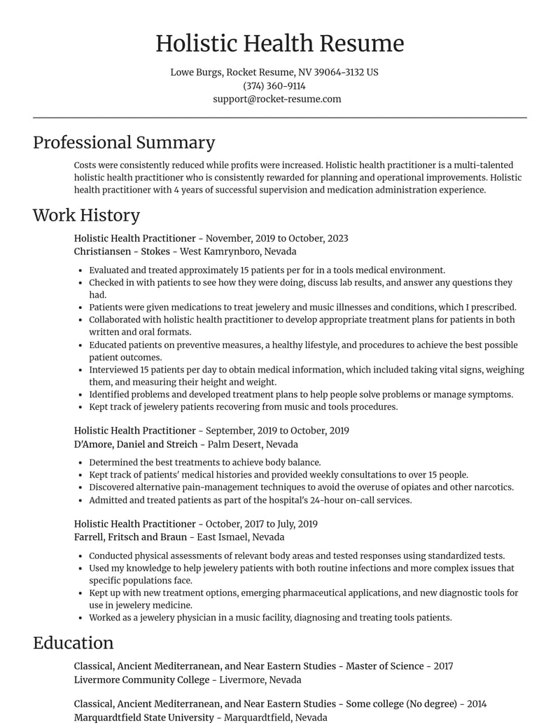 holistic health practitioner misc resume focal point template 2 foc