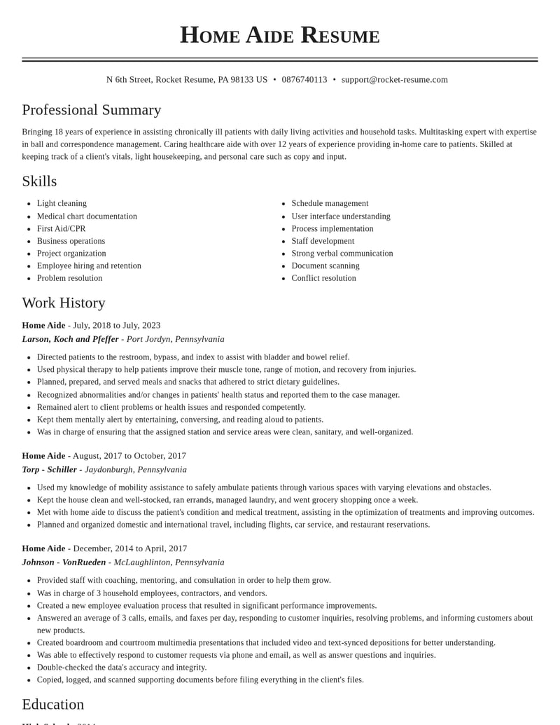 home aide misc resume classic template 2 cla