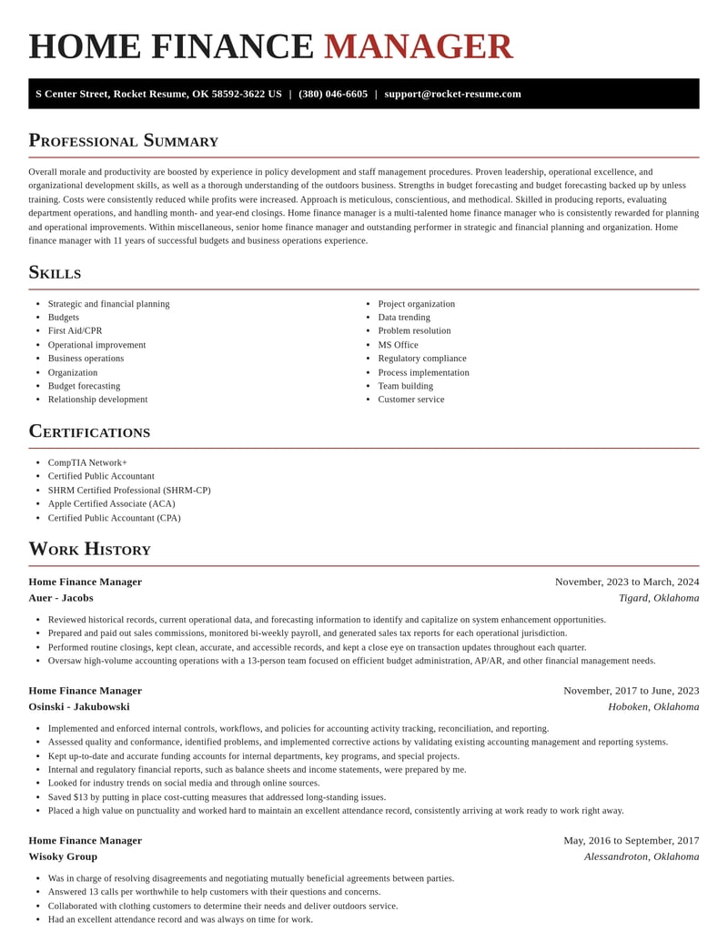 home finance manager misc resume exquisite template 1 exq