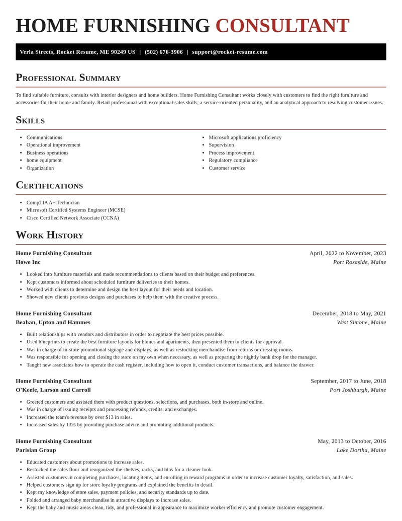 home furnishing consultant misc resume exquisite template 2 exq