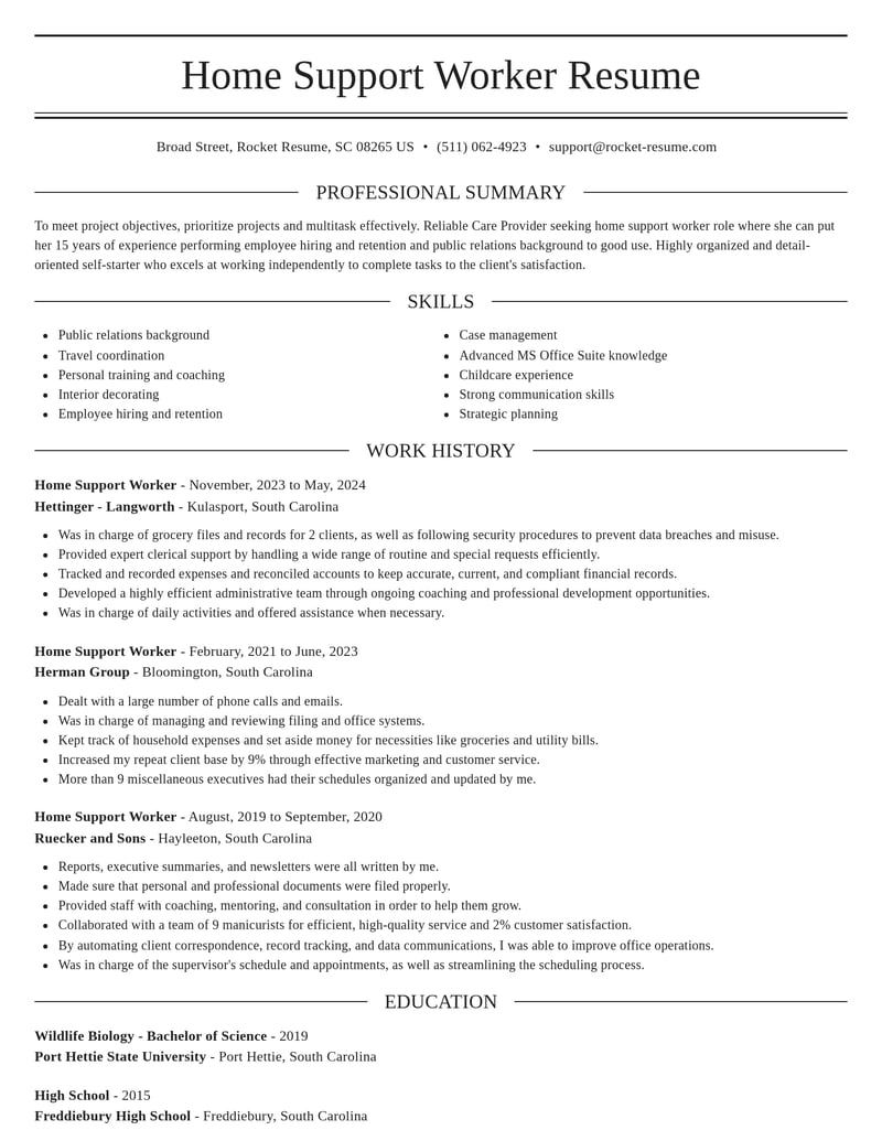 home support worker misc resume elegant template 1 ele