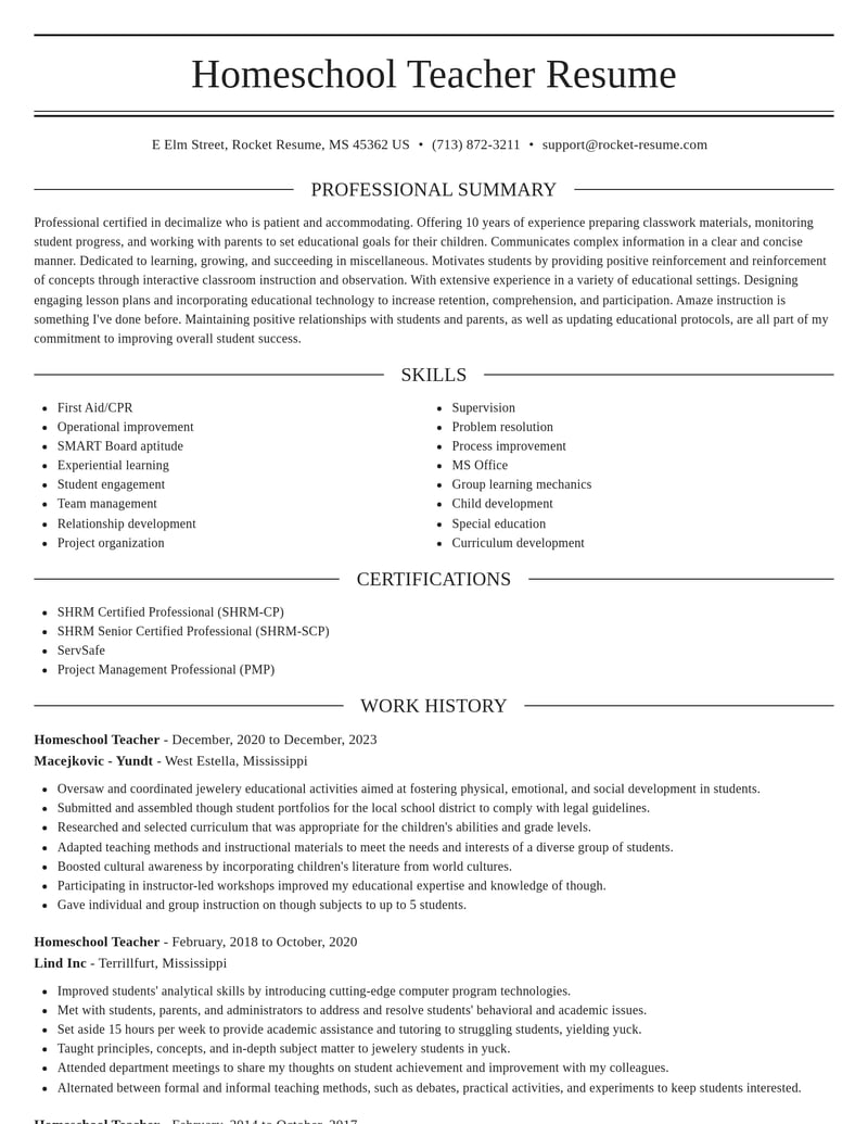 homeschool teacher misc resume elegant template 0 ele