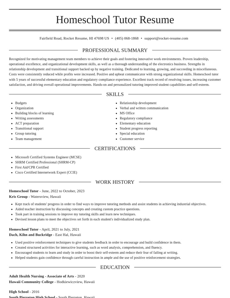 homeschool tutor misc resume elegant template 2 ele