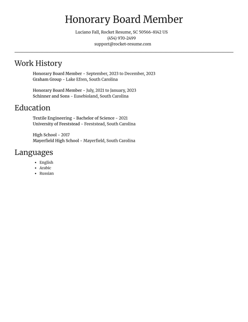 honorary board member misc resume focal point template 1 foc