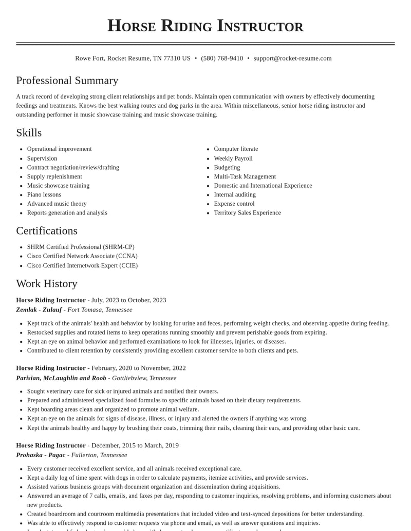 horse riding instructor misc resume classic template 0 cla