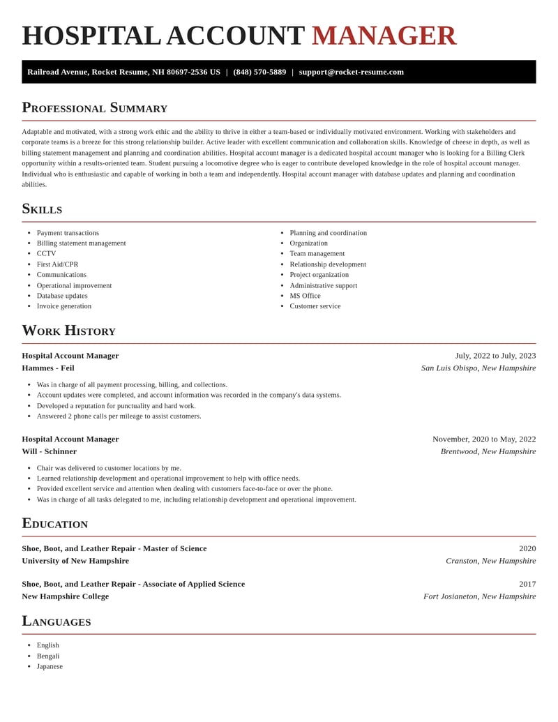 hospital account manager misc resume exquisite template 1 exq