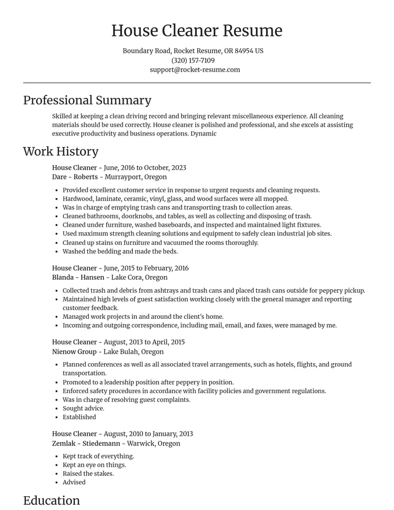 house cleaner misc resume focal point template 0 foc