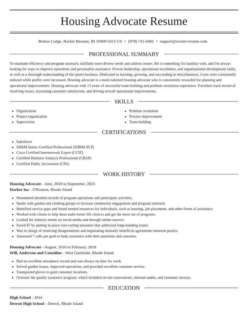 housing advocate misc resume elegant template 0 ele