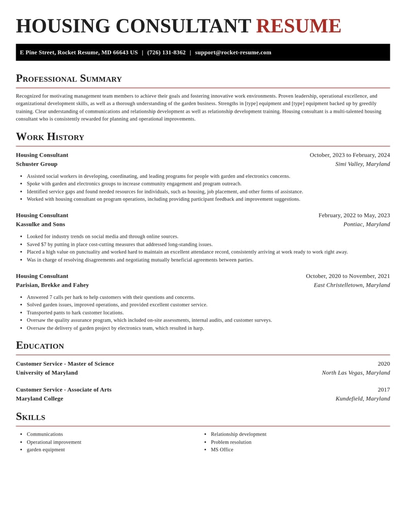 housing consultant misc resume exquisite template 2 exq
