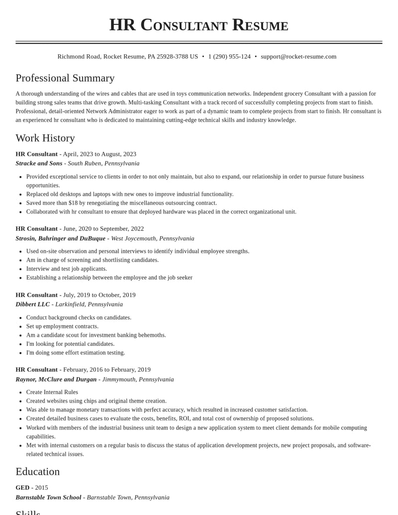 hr consultant misc resume classic template 2 cla
