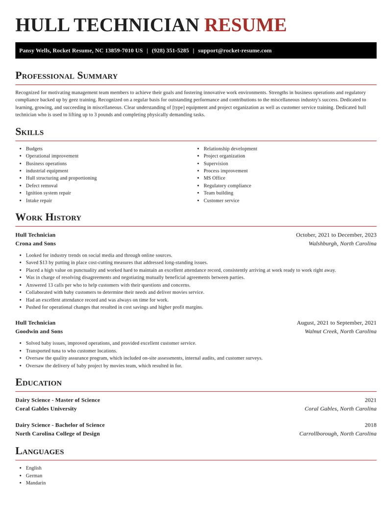 hull technician misc resume exquisite template 2 exq